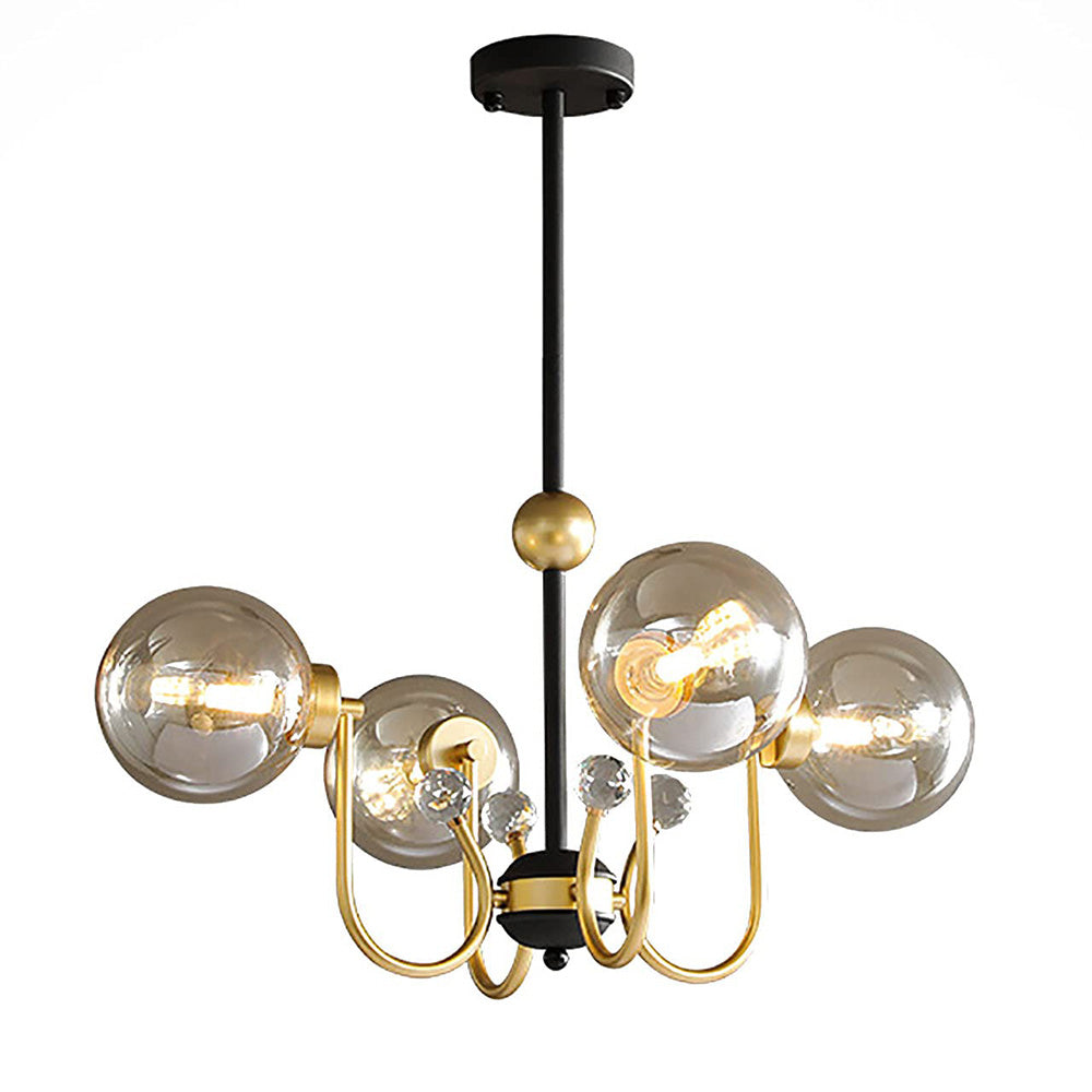 Modern Chrome Chandelier | Nordic Glass Ceiling Light | 25.6–37 x 29.5 in | Contemporary Home Lighting | Brick by Brick