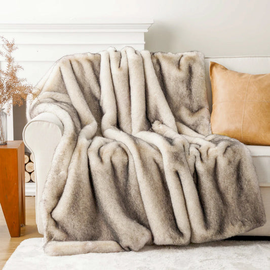 Yūgen Faux Fur Throw | H50 & H59.8 in | Japandi Inspired | Plush & Handmade | Brick by Brick