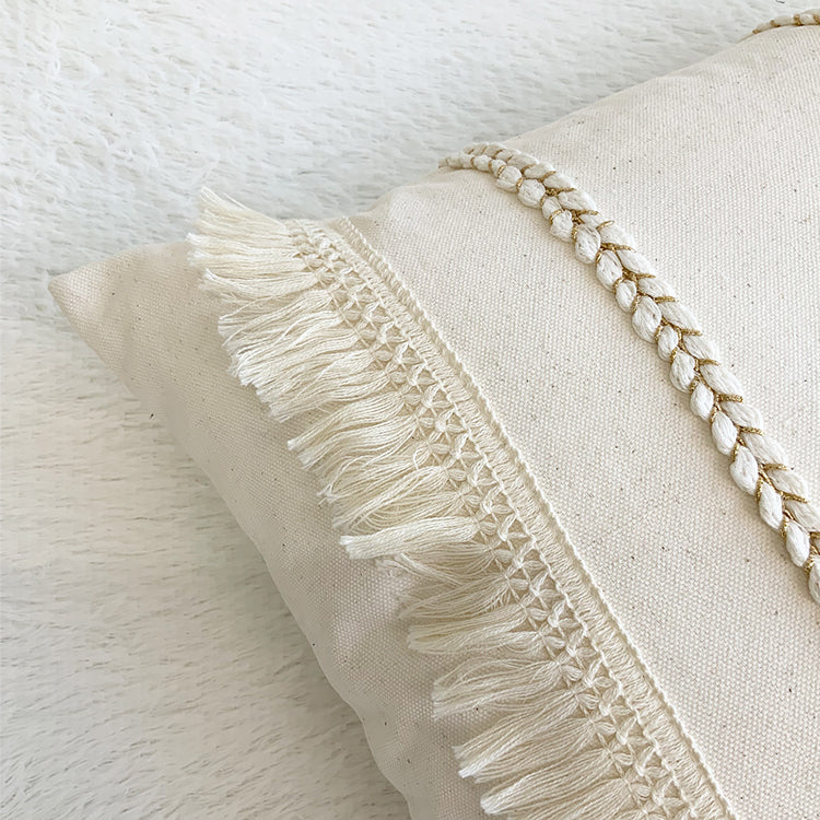 Japandi Cotton Linen Pillow Cover | Beige Woven Design | Modern Cushion Case | Minimalist Home Décor | Brick by Brick