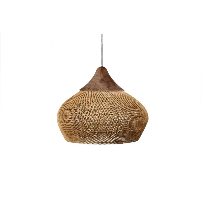 Japanese Rattan Pendant Light | D9.8-D23.6 x H19.7-H11.8 in | Handmade Wicker | Brick by Brick