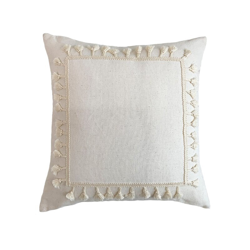 Japandi Cotton Linen Pillow Cover | Beige Woven Design | Modern Cushion Case | Minimalist Home Décor | Brick by Brick