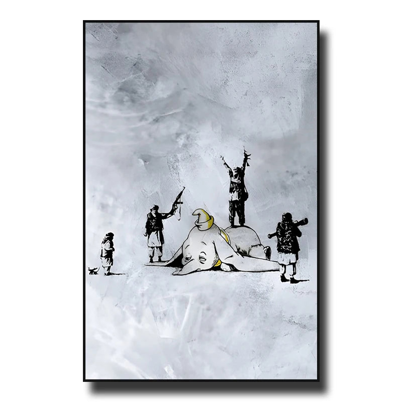 Street Graffiti Wall Art Canvas | 7.9 - 21.7 in | Banksy Girl with Balloon Poster | Modern Abstract Decor | Unframed | Brick by Brick