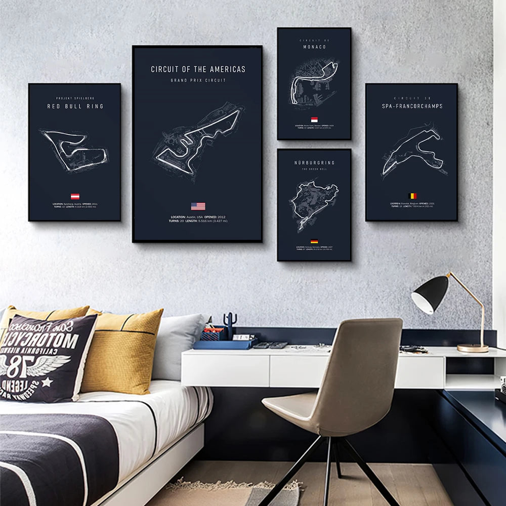 F1 Track Wall Art | 8in - 20in | Motorsport Canvas Print | Racing Circuit Poster | Home & Office Decor | Brick by Brick