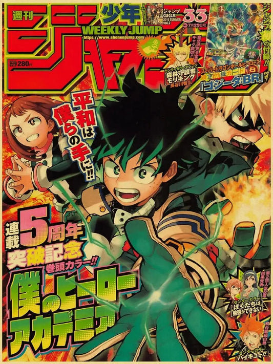 Anime Wall Art Collection | 7.9 - 19.7 in | Kraft Paper Canvas Prints | Chainsaw Man, Attack on Titan, Haikyuu | Unframed | Brick by Brick