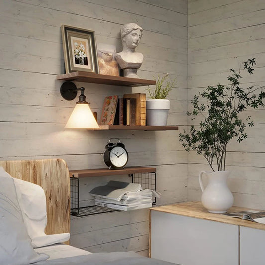 Floating Wall Shelf Set | 3-Piece Storage | Paulownia Wood | Dark Brown | Brick by Brick