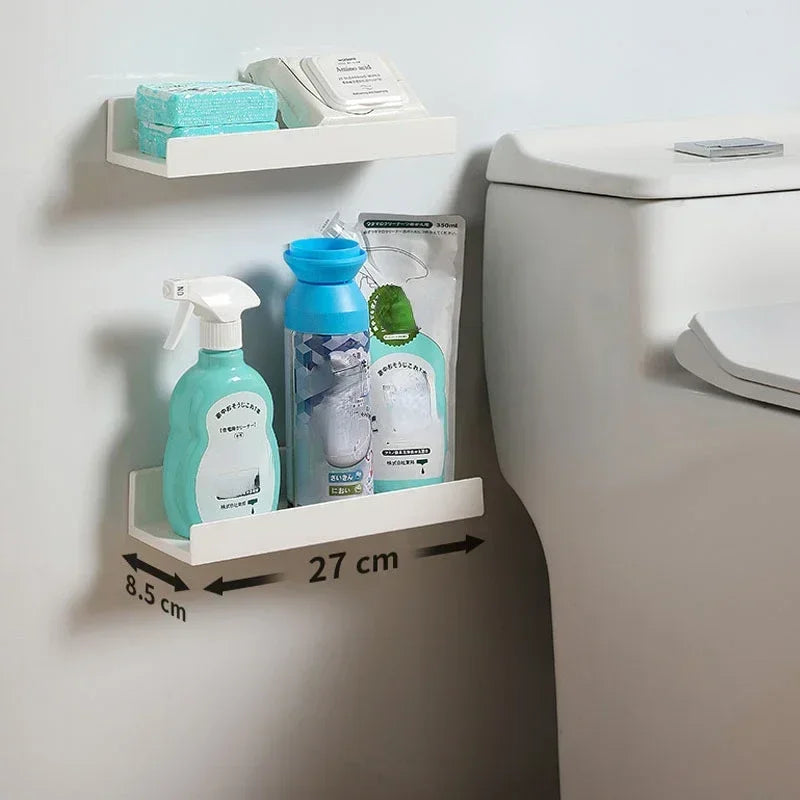 Self Adhesive Wall Shelf | 11.8 x 4.3 x 2.8 in | Multifunction No-Drill Storage Rack | Space-Saving Organizer | Brick by Brick