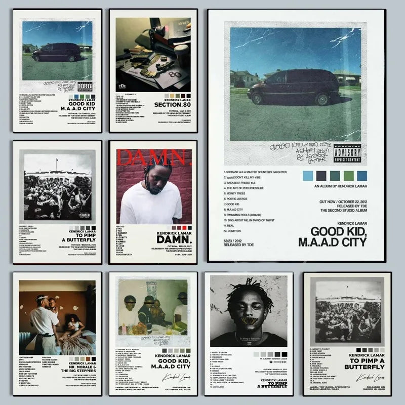Kendrick Lamar Album Canvas Wall Art | 7.9 - 19.7 in | Good Kid Maad City Poster | Hip Hop Music Decor | Unframed | Brick by Brick