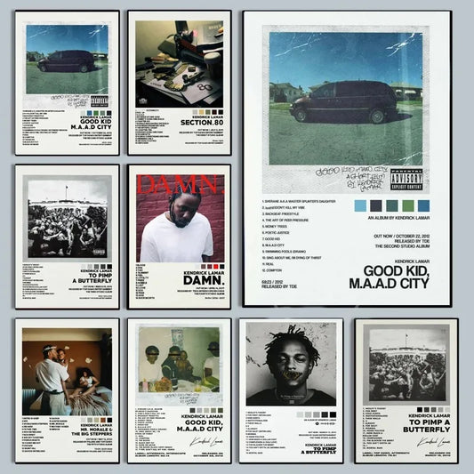 Kendrick Lamar Album Canvas Wall Art | 7.9 - 19.7 in | Good Kid Maad City Poster | Hip Hop Music Decor | Unframed | Brick by Brick