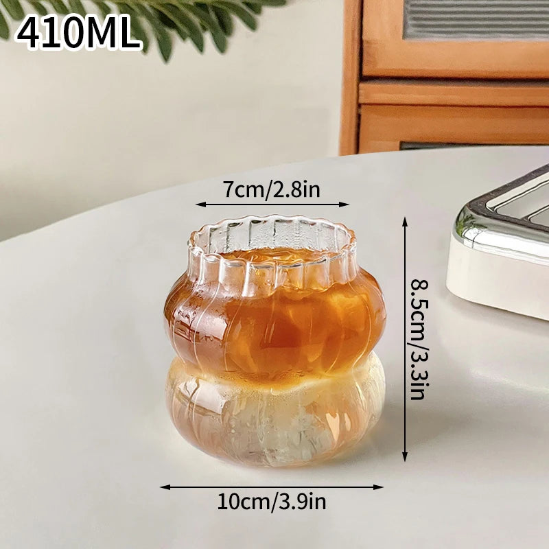 Wave Glass Cup | Transparent Ripple Drinking Cup | 300ml to 650ml | Creative Mug | Brick by Brick