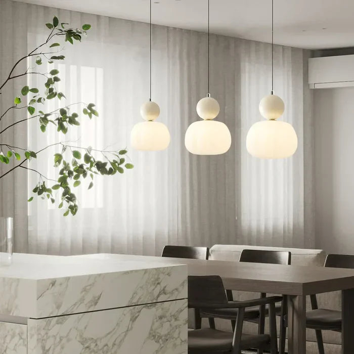Art Deco Pendant Lamp | 1 - 3 Heads | Cream Finish | Modern Bauhaus Style | G9 Bulb Compatible | Brick by Brick