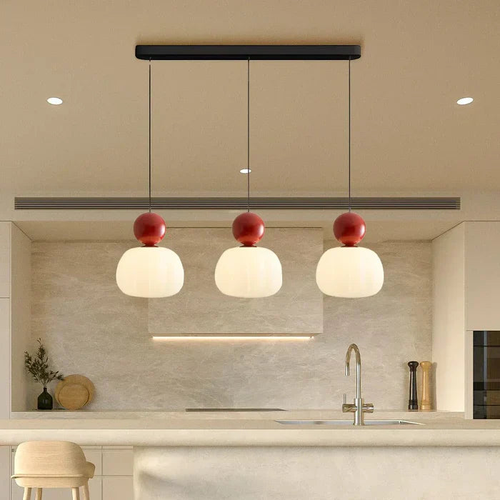 Art Deco Pendant Lamp | 1 - 3 Heads | Cream Finish | Modern Bauhaus Style | G9 Bulb Compatible | Brick by Brick