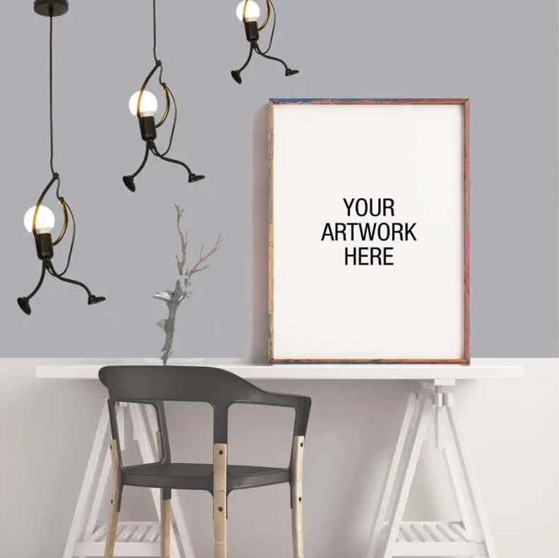 Little Man Iron Chandelier | Modern Creative LED Pendant | Black E27 Flush Mount Light | Brick by Brick