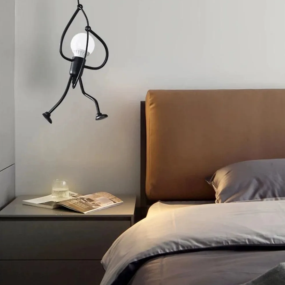 Little Man Iron Chandelier | Modern Creative LED Pendant | Black E27 Flush Mount Light | Brick by Brick
