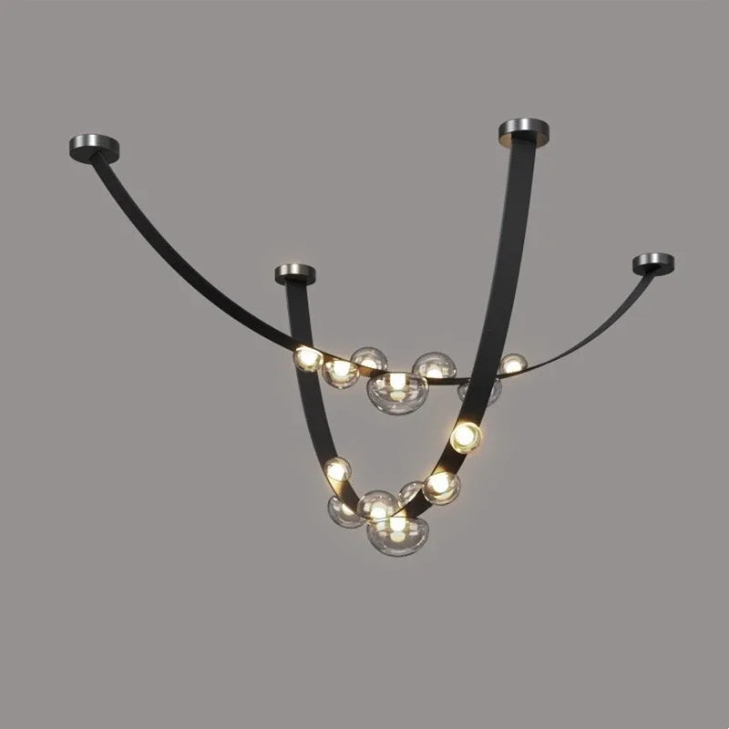 Modern Leather Glass LED Chandelier | 1.2 in long |Metal Pendant Light | Minimalist Ceiling Pendant | Brick by Brick