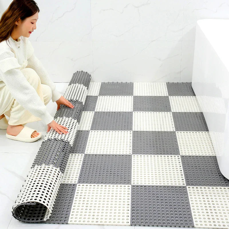 Non-Slip Shower Mat Set | Waterproof Rubber | Mold-Resistant | 11.8" x 11.8" | Quick-Dry Safety