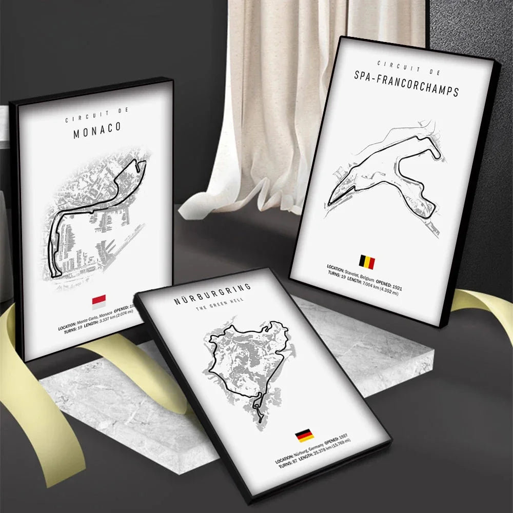 F1 Track Wall Art | 8in - 20in | Motorsport Canvas Print | Racing Circuit Poster | Home & Office Decor | Brick by Brick