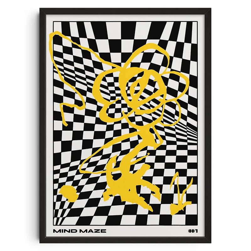 Vintage Abstract  Wall Art | 7.9 - 19.7 in | Mind Maze Poster | Retro Canvas Print | Unframed | Brick by Brick