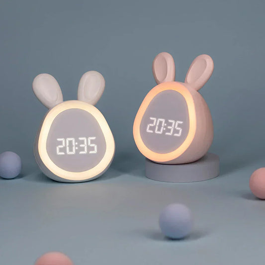 Kids Digital Alarm Clock | 4.2 × 3.6 × 5.4 in | Bunny Night Light Design | Cute LED Alarm Clock | Brick by Brick