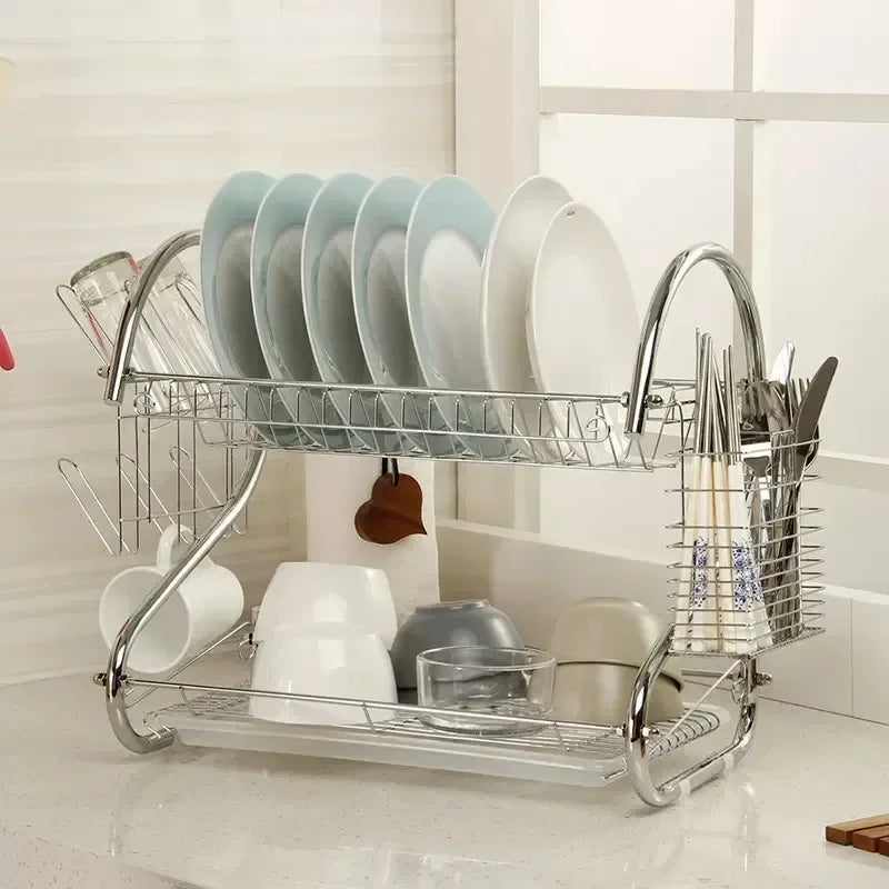 2-Tier Dish Drying Rack | Kitchen Drainboard Set | Stainless Steel | Rust-Proof | Brick by Brick