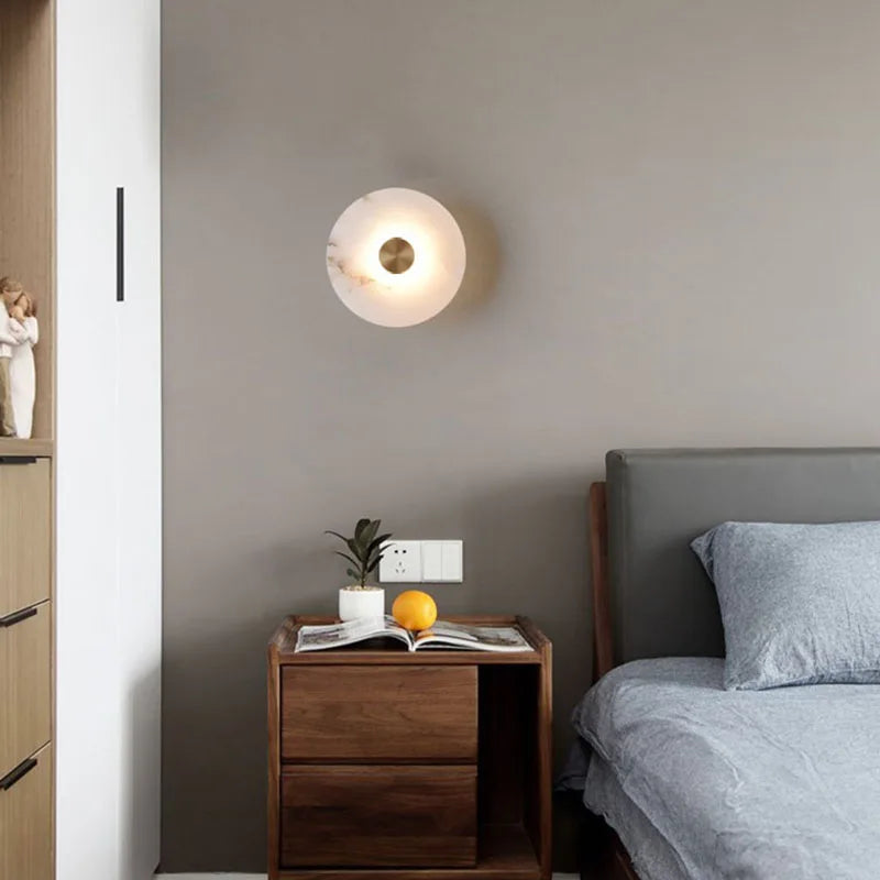 Art Deco Marble Wall Lamp | D5.91-11.81 in |Round LED Brass Sconce | Modern Lighting | Brick by Brick