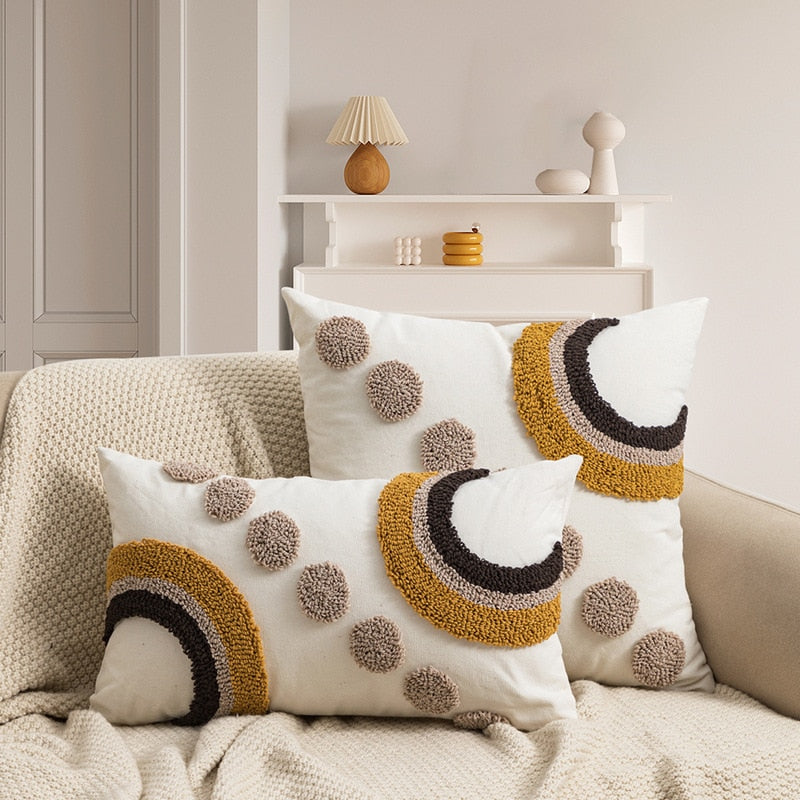 Japandi Floral Pillowcase | Cotton & Linen | Colorful Embroidered Accent | Brick by Brick
