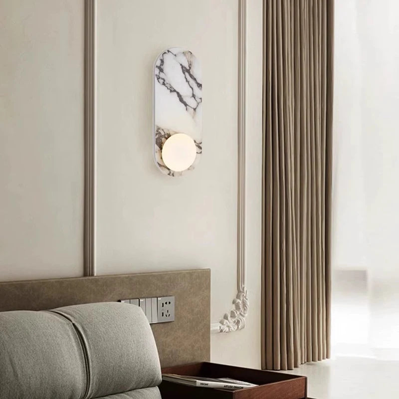 Modern Wall Sconce | 4.72 in | Stone & Marble LED Lamp | Indoor Lighting | Brick by Brick