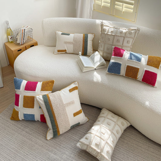 Square Stripe Japandi Pillowcase | Cotton & Linen | Elegant Home Decor | Brick by Brick