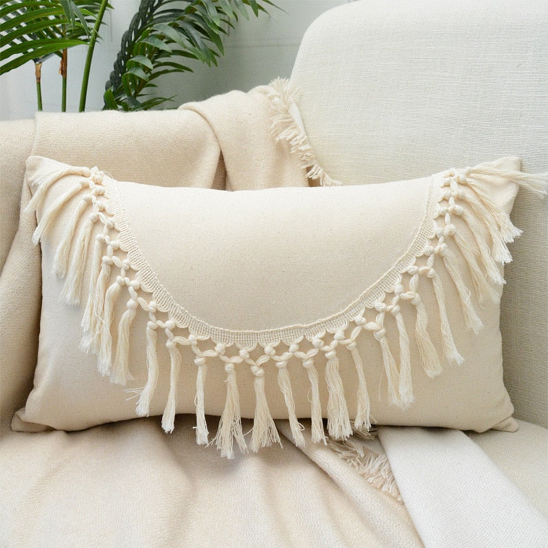 Japandi Cotton Linen Pillow Cover | Beige Woven Design | Modern Cushion Case | Minimalist Home Décor | Brick by Brick