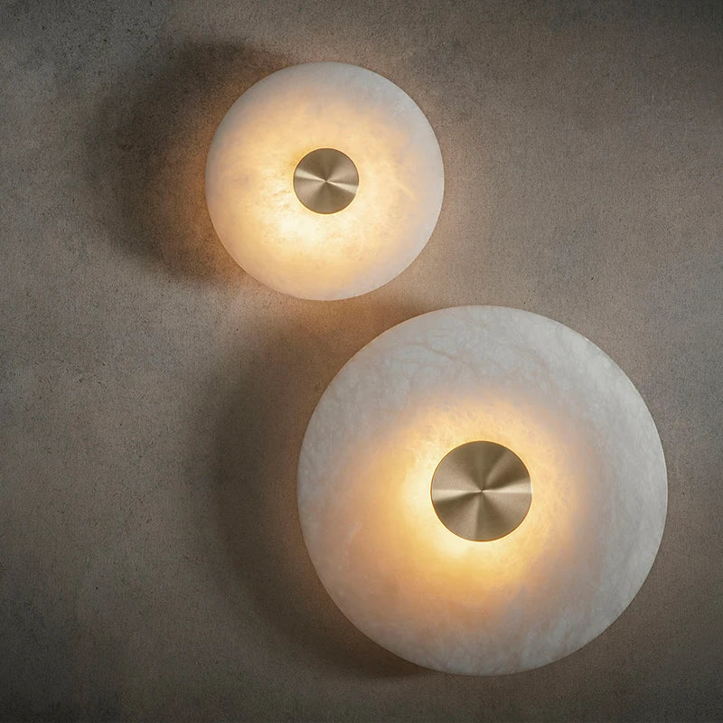 Art Deco Marble Wall Lamp | D5.91-11.81 in |Round LED Brass Sconce | Modern Lighting | Brick by Brick