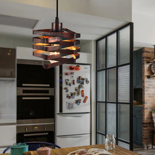 Vintage Pendant Lamp | 7.8 x 4.7 in | Rust Iron Cage Hanging Light | Industrial Loft E27 Fixture | Brick by Brick