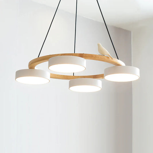 Morandi Style Chandelier | 25.6/28.3 x 5.5 in | Metal, Wood, Resin, Acrylic | Adjustable Pendant | Brick by Brick