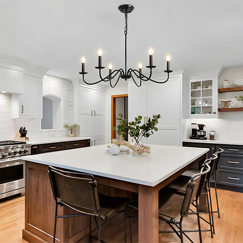 Sleek Modern Iron Pendant Light | Black Pendant Light for Kitchen | 38cm Height, 88cm Diameter | Brick by Brick London 5