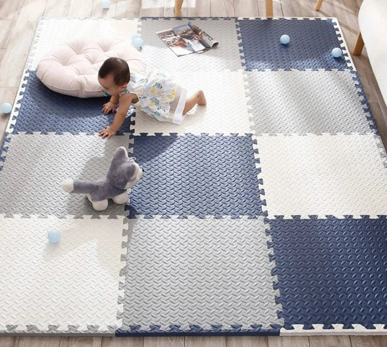 Foam Play Mat | 11.8 × 11.8 × 0.4 in | Soft Interlocking Tiles | Stylish Geometric Design | Brick by Brick