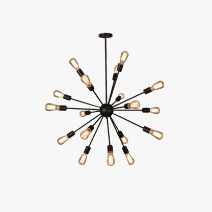 Alessio Industrial Sputnik Chandelier | 29.9 in - 33.9 in | 18-Light | Black Metal Design | Brick by Brick