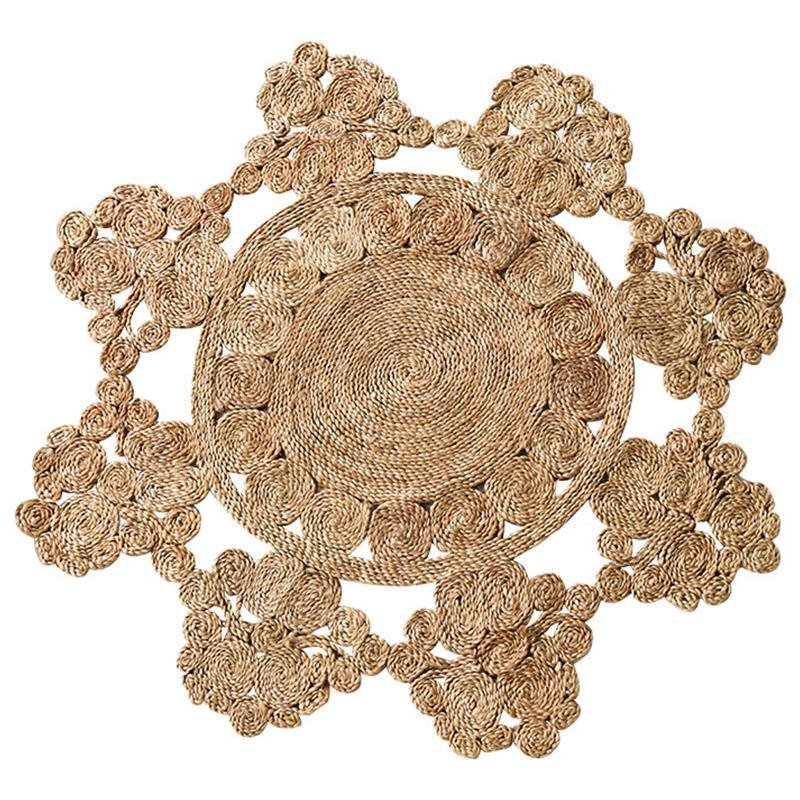 Burlywood Hemp Floor Rug | D35 - 59 in | Thick Woven & Durable | Multiple Shapes | Brick by Brick
