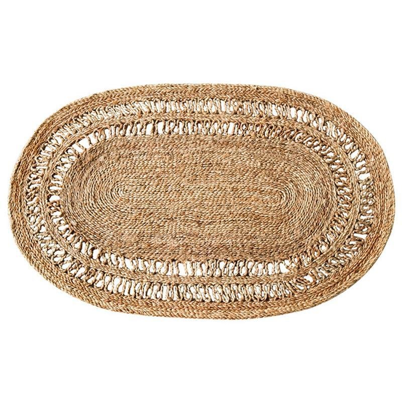 Burlywood Hemp Floor Rug | D35 - 59 in | Thick Woven & Durable | Multiple Shapes | Brick by Brick