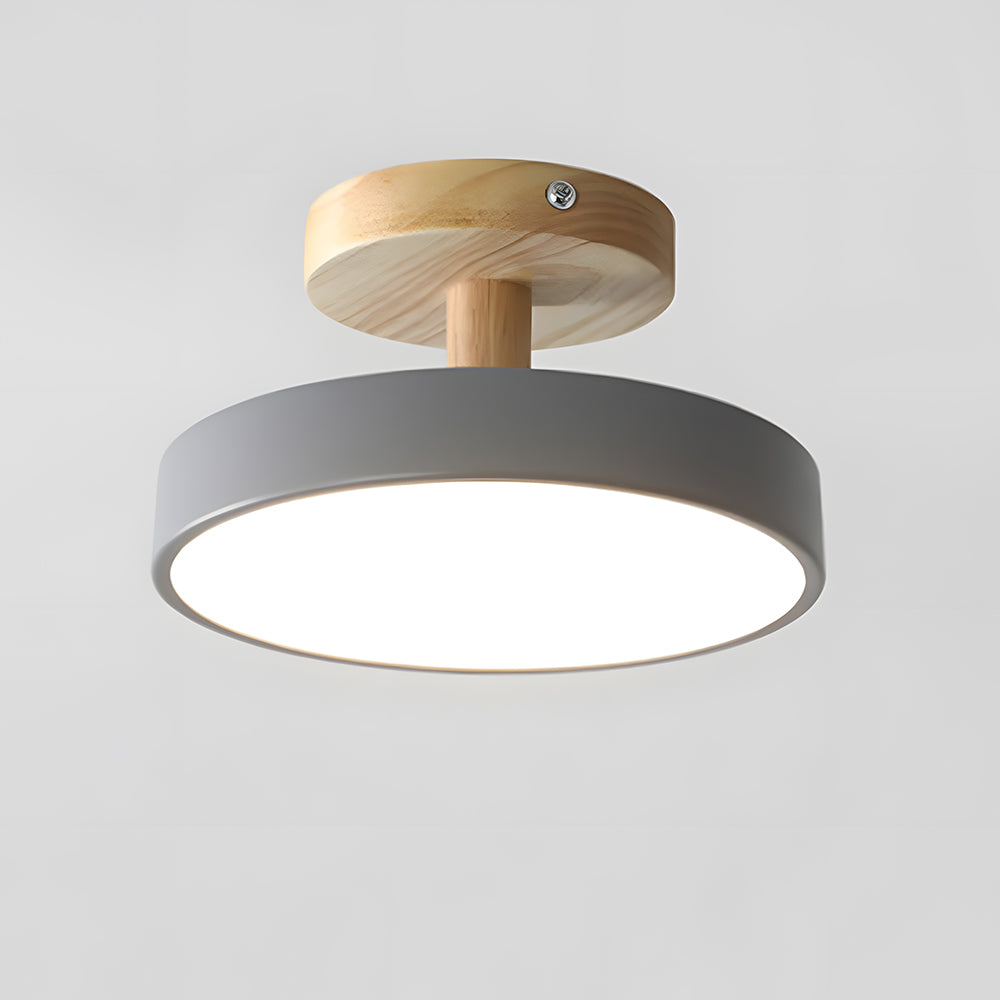 Industrial LED Ceiling Light | Wood & Iron Fixture | 12W Energy-Saving Lamp | 7.09x3.94 in | Brick by Brick