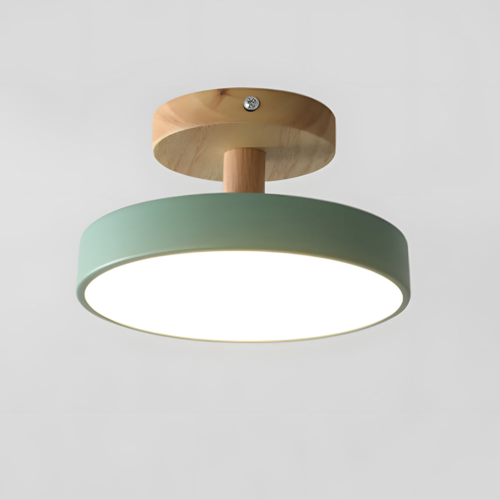 Industrial LED Ceiling Light | Wood & Iron Fixture | 12W Energy-Saving Lamp | 7.09x3.94 in | Brick by Brick