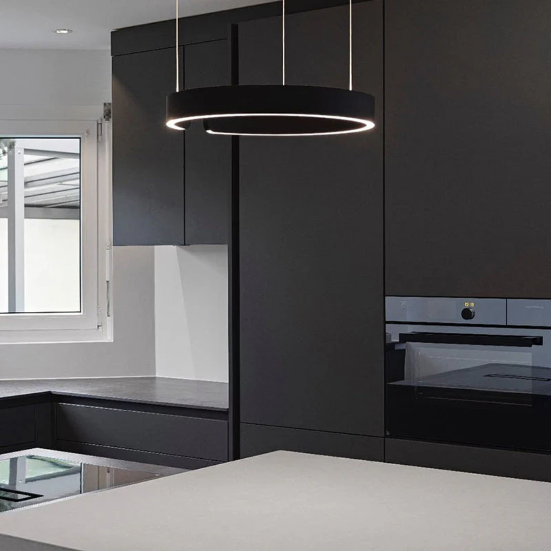 Gold LED Pendant Light | Dimmable Warm Lighting | Round Metal & Acrylic Design | 2 Sizes