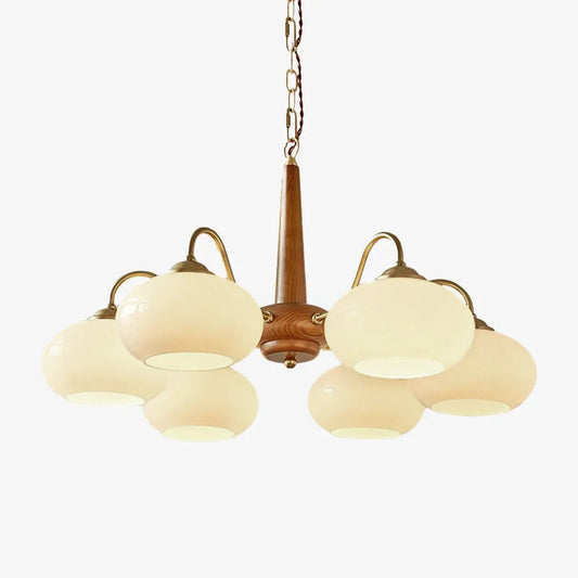Wood Glass Vintage Chandelier | D15 - 26 in | Valentina Style | Brass & Walnut | Brick by Brick