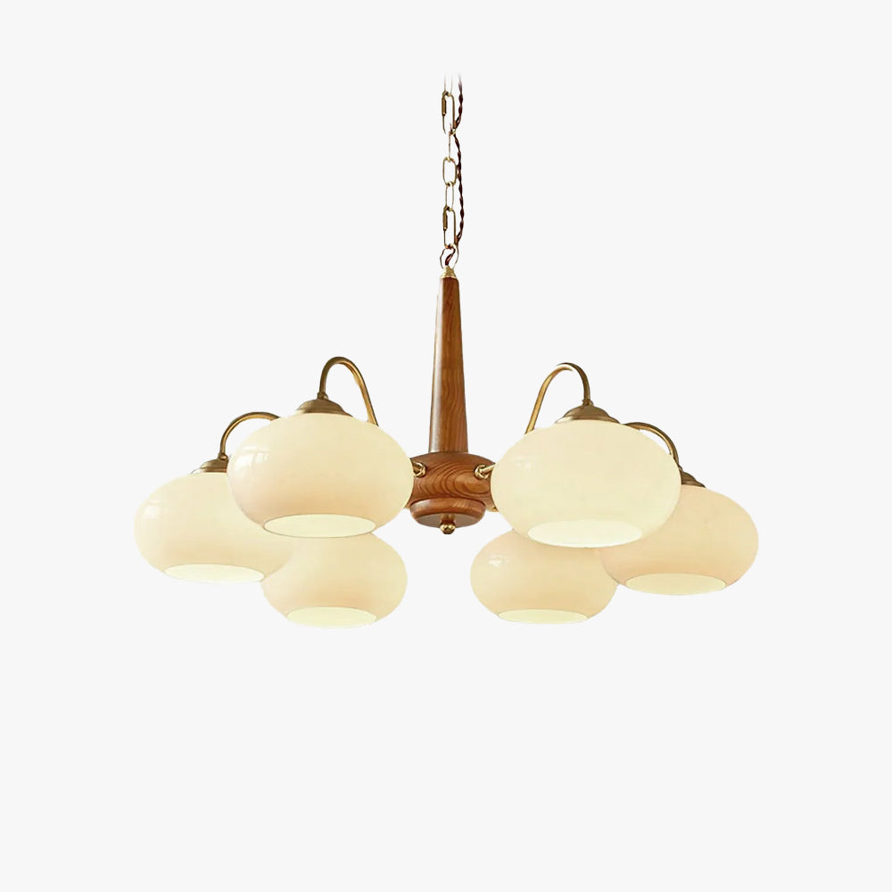 Wood Glass Vintage Chandelier | D15 - 26 in | Valentina Style | Brass & Walnut | Brick by Brick