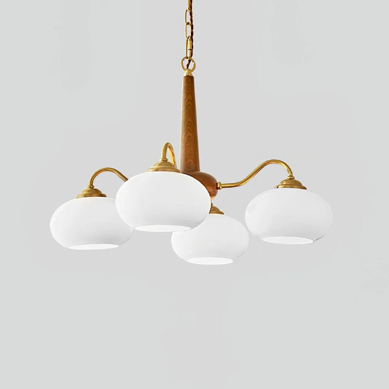 Wood Glass Vintage Chandelier | D15 - 26 in | Valentina Style | Brass & Walnut | Brick by Brick