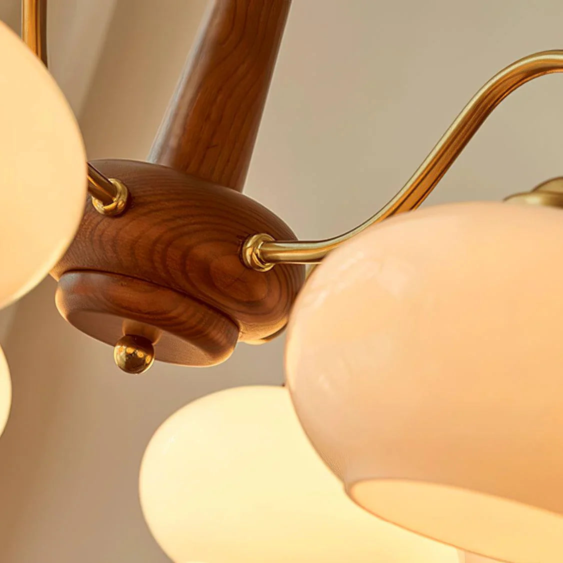 Wood Glass Vintage Chandelier | D15 - 26 in | Valentina Style | Brass & Walnut | Brick by Brick