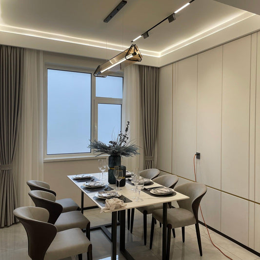 Industrial Triangle Pendant Light | 39.3 x 59 in | Metal & Glass Finish | Adjustable Ceiling Suspension | Brick by Brick