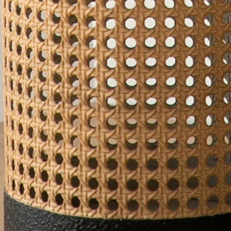 Vase Set – Matte Black Ceramic and Woven Rattan – Height 15 inches – Elegant Design for Modern and Bohemian Décor 3