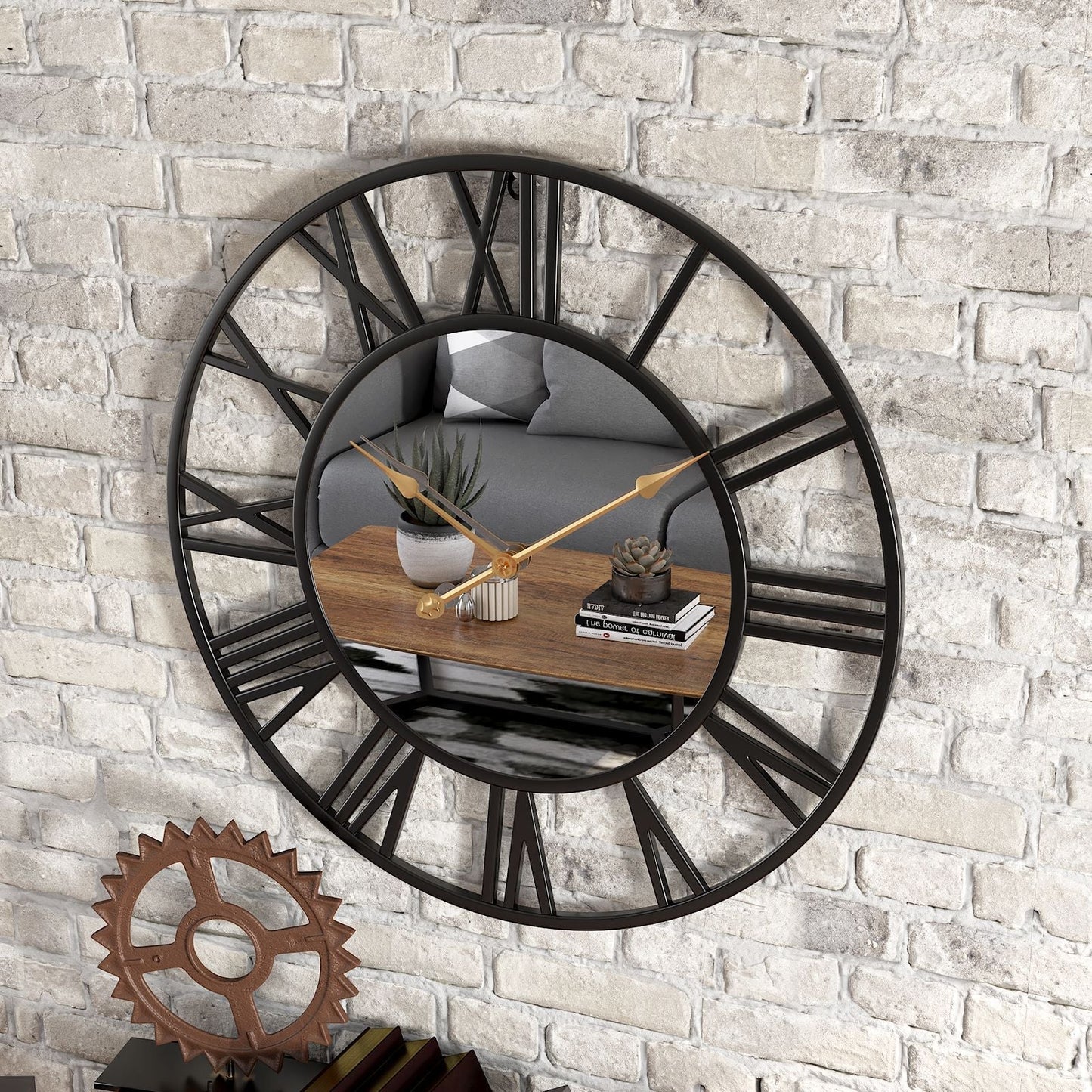 Vintage Large Wall Clock 39cm | Silent Sweep Movement | Elegant Metal & Mirror Decor | Brick by Brick London
Large Vintage Wall Clock | 39cm Metal & Mirror | Silent Movement for Home Decor | Brick by Brick London 2