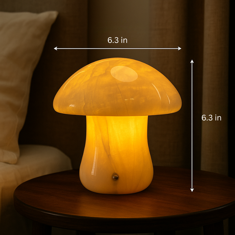 Eden Marble Mushroom Lamp | Solid Marble Sculptural Table Lamp | Warm Ambient Lighting | Brick by Brick
