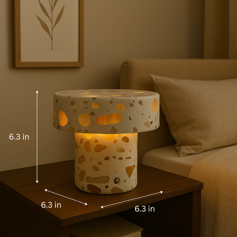 Marble Column Lamp | Solid Marble | Terrazzo Inlays | Warm Ambient Lighting | Brick by Brick