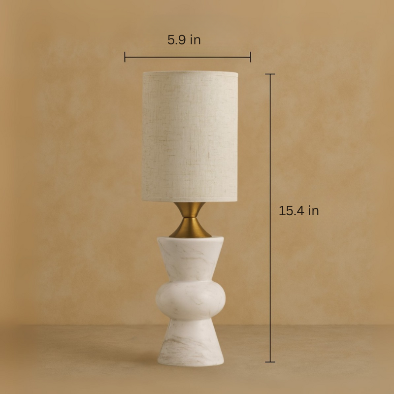 Elysian Marble Table Lamp | 5.9 × 15.4 in | Brass Accent | Timeless Glow | Brick by Brick