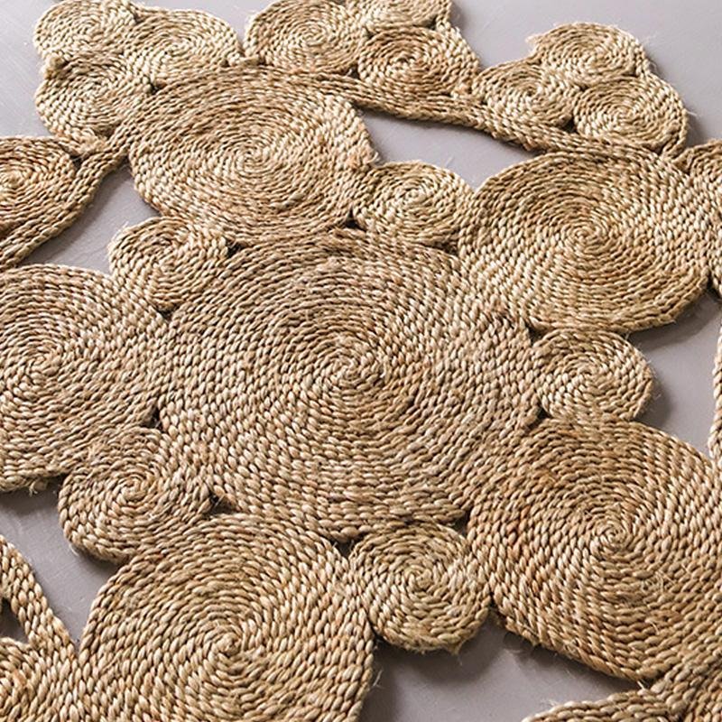 Burlywood Hemp Floor Rug | D35 - 59 in | Thick Woven & Durable | Multiple Shapes | Brick by Brick